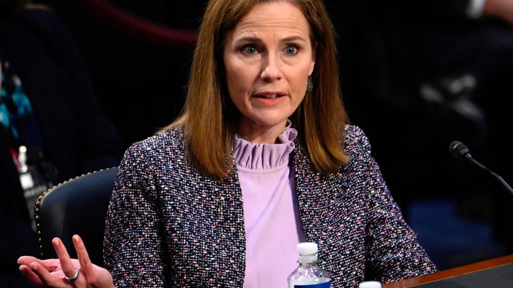 Supreme Court nominee Judge Amy Coney Barrett testifies before the Senate Judiciary Committee on the third day of her Supreme Court confirmation hearing on Capitol Hill on October 14, 2020 in Washington, DC. Photo by Andrew Caballero-Reynolds-Pool/Getty Images