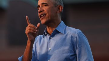 ormer U.S. President Barack Obama speaks at a drive-in rally for Democratic nominee Joseph Biden, on October 21, 2020 in Philadelphia, Pennsylvania. Photo by Michael M. Santiago/Getty Images
